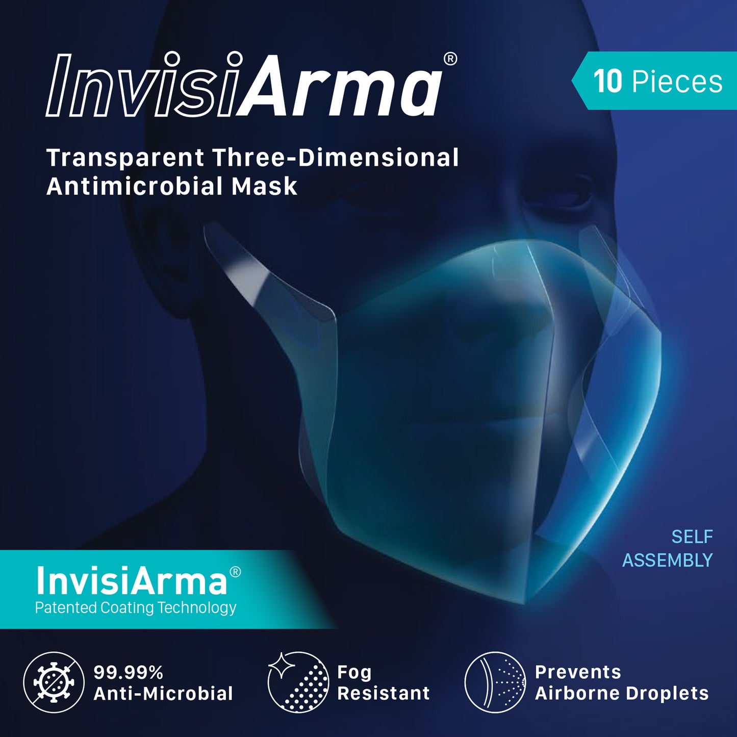 InvisiArma 透明立體防霧抗菌口罩 (10片裝) [精裝盒]-www-chelatedsoultions-com.myshopify.com-透明口罩-UT Chelated Solution